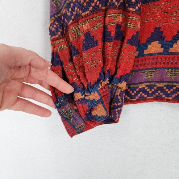 Chicos Shirt Womens XL Red Aztec Southwestern Button Front 90s Design Vintage - Picture 4 of 11